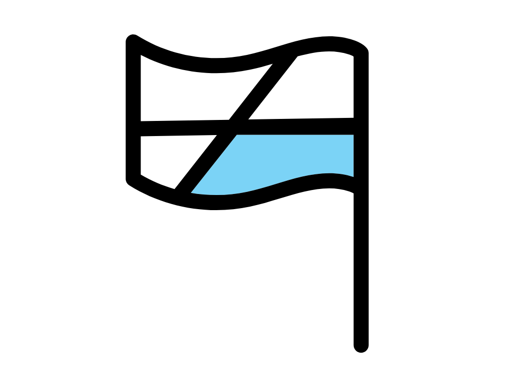 Flag icon with a waving design and a blue lower stripe