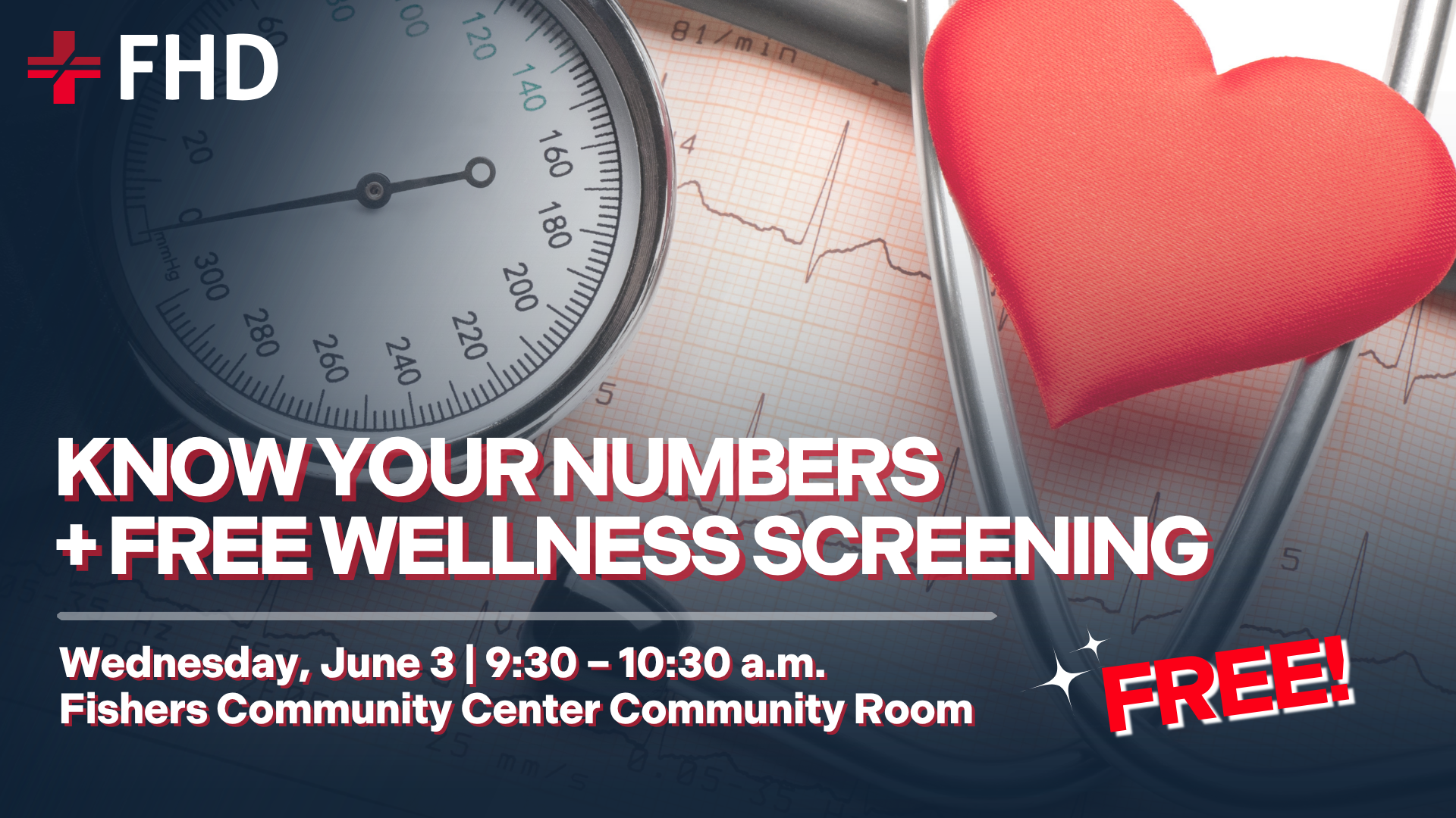 FHD Know Your Numbers + Free Wellness Screening Wednesday, June 3rd | 9:30-10:30am Fishers Community Center Community Room Free!